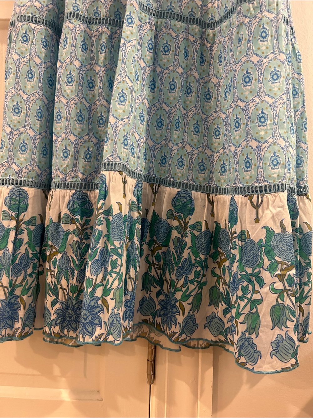 Ro’s Garden Maxi Dress Turquoise White Medium Cotton - Picture 4 of 4